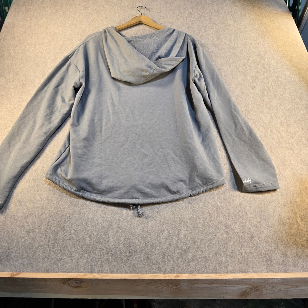 The Black Dog Brand Womens Large Gray Crossover Hoodie Drawstring Hem Logo T1240 - Picture 4 of 7